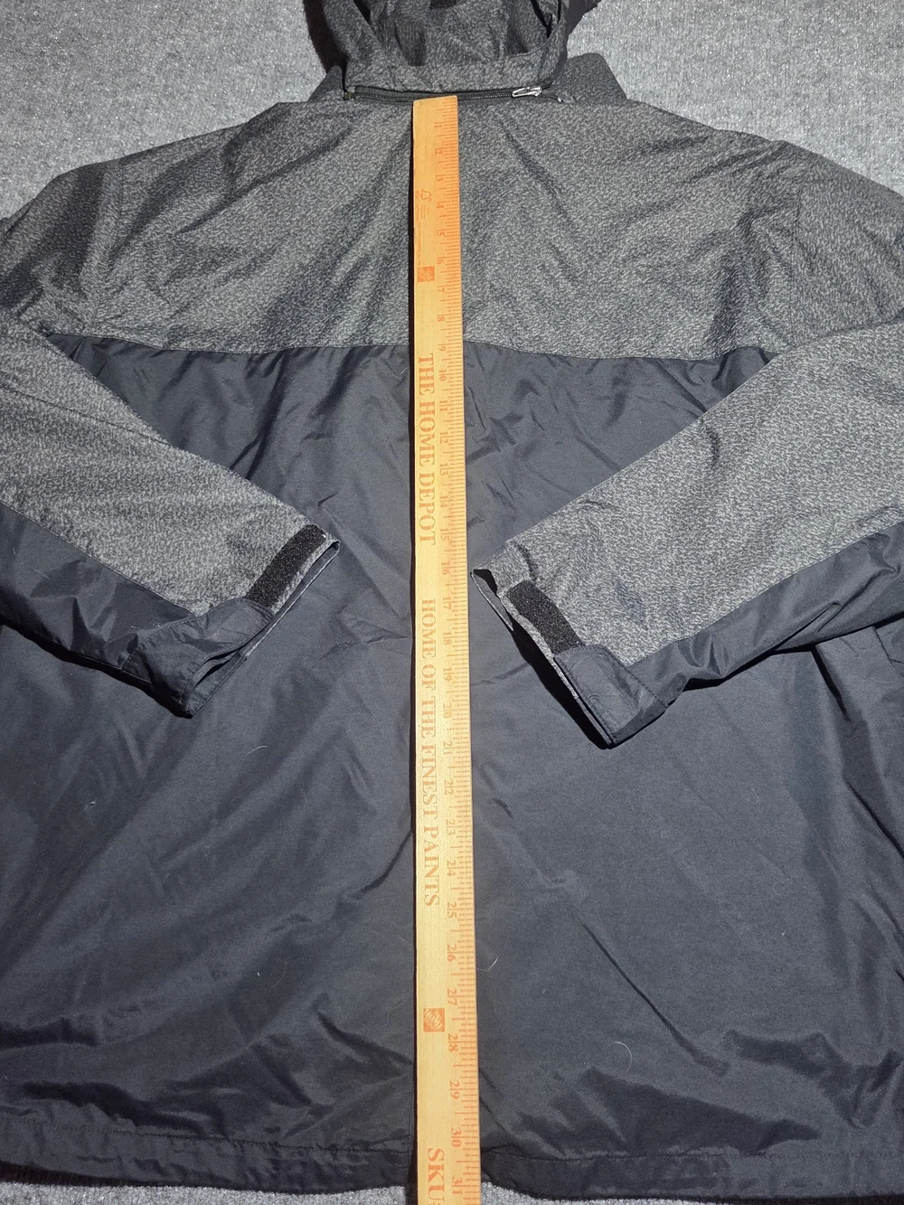 Columbia Mens XL Interchange Two-Tone Hooded Jacket Grey Black Waterproof Shell